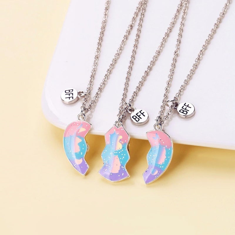 DOYYCA Friendship Necklace Best Friend Necklace for 3 Girls Magnetic Matching Heart Pendant BFF Necklaces for Sister - Image 2